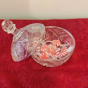 Cut Crystal Covered Candy Dish - Clear